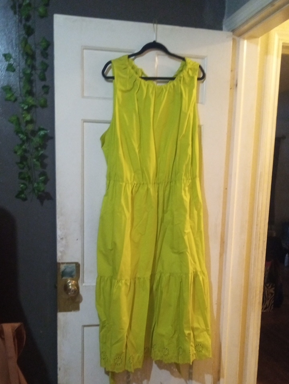 Sleeveless Lime Green Tiered Midi Dress